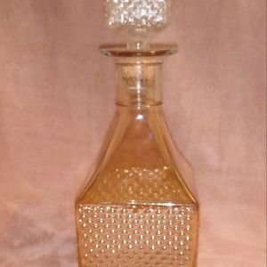 Vintage amber glass decanter with stopper